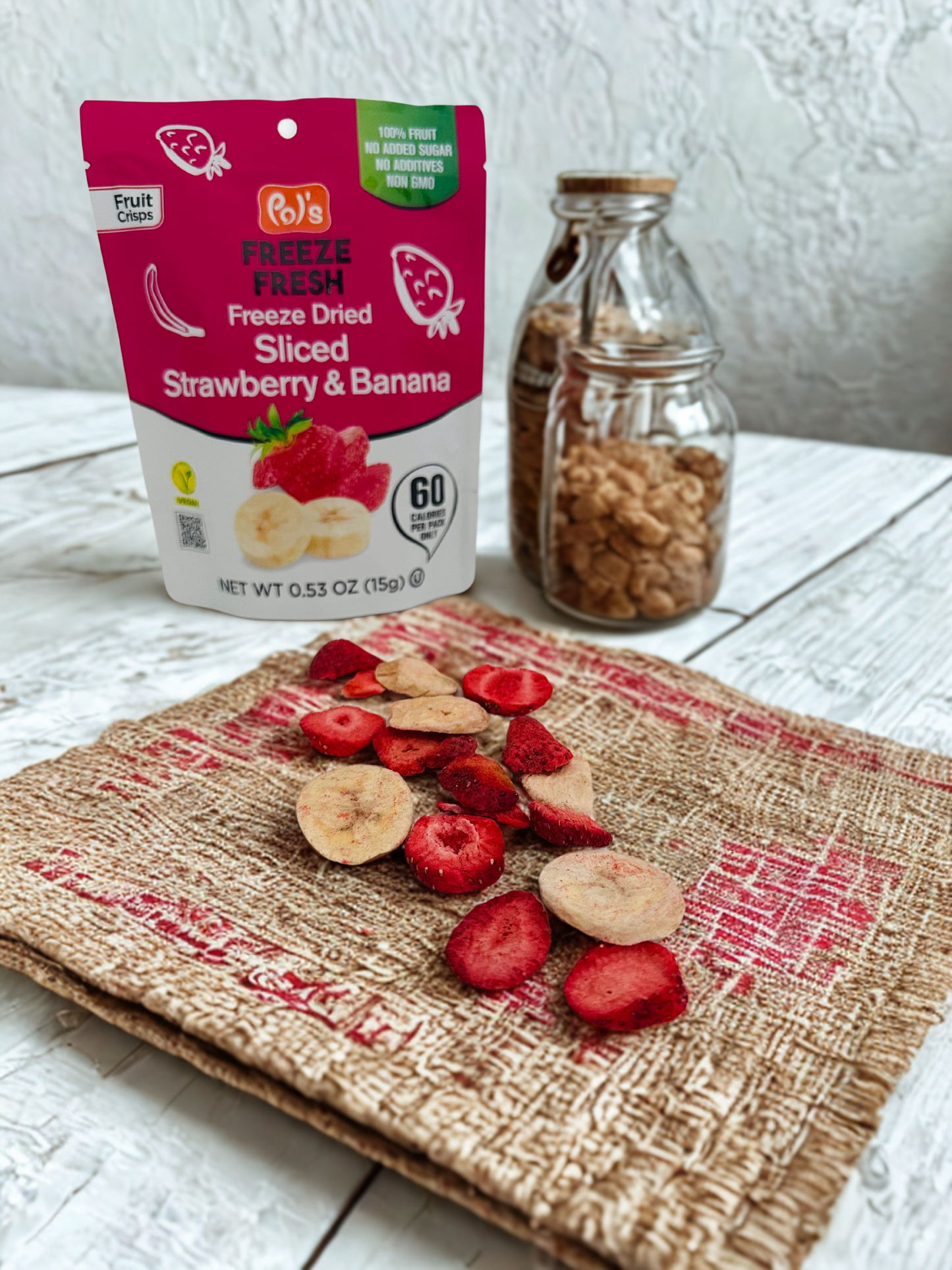 De Lucca Cookie Butters (2) and Pols Freeze Fresh Freeze Dried Strawberry and Banana Mix (5) Bundle