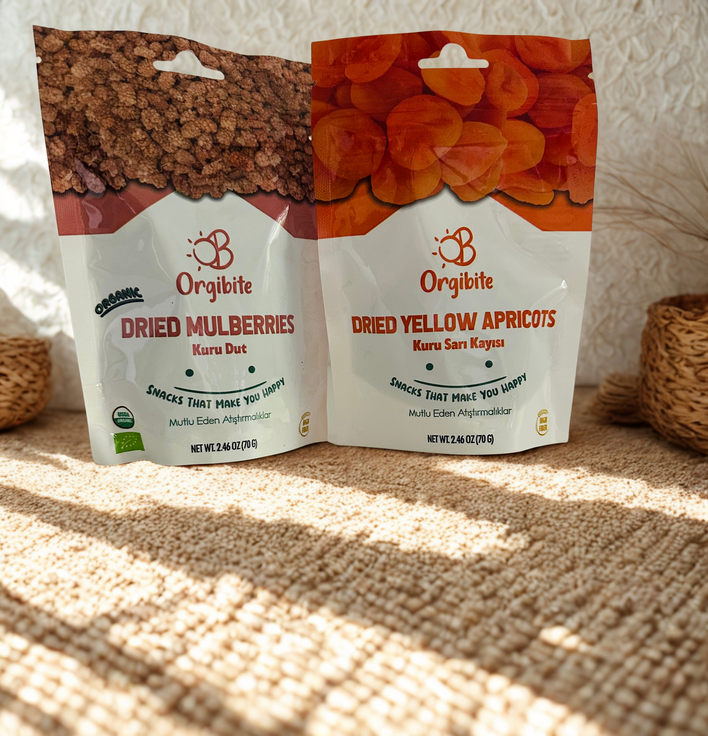 Dried Fruits Bundle - Organic Dried Figs (2) Organic Dried Mulberries(2) Dried Yellow Apricots (2)