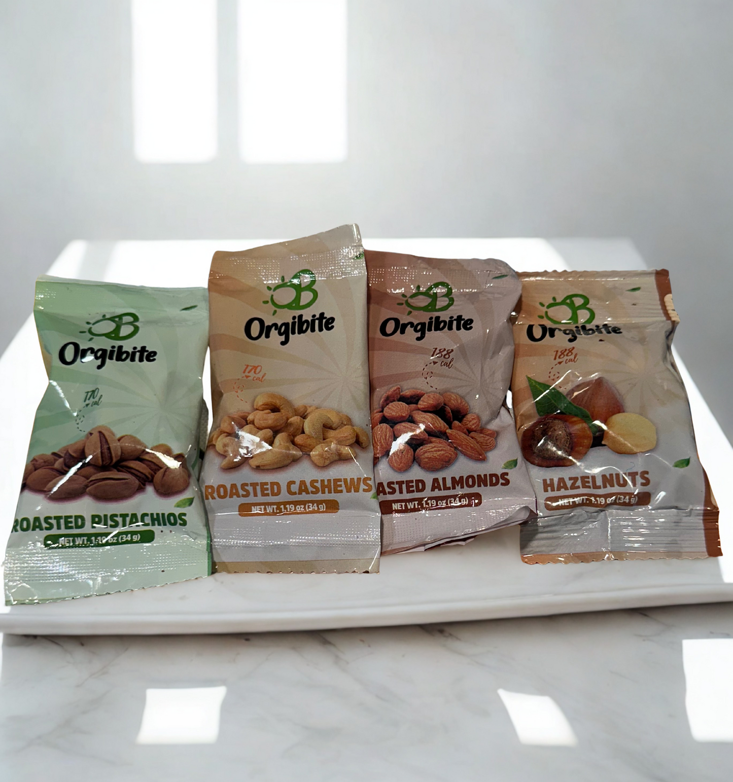 Orgibite Nutsy Selection 12-Pack Mixed Nuts - Almonds (3) Cashews (3) Pistachios (3) Hazelnuts (3)