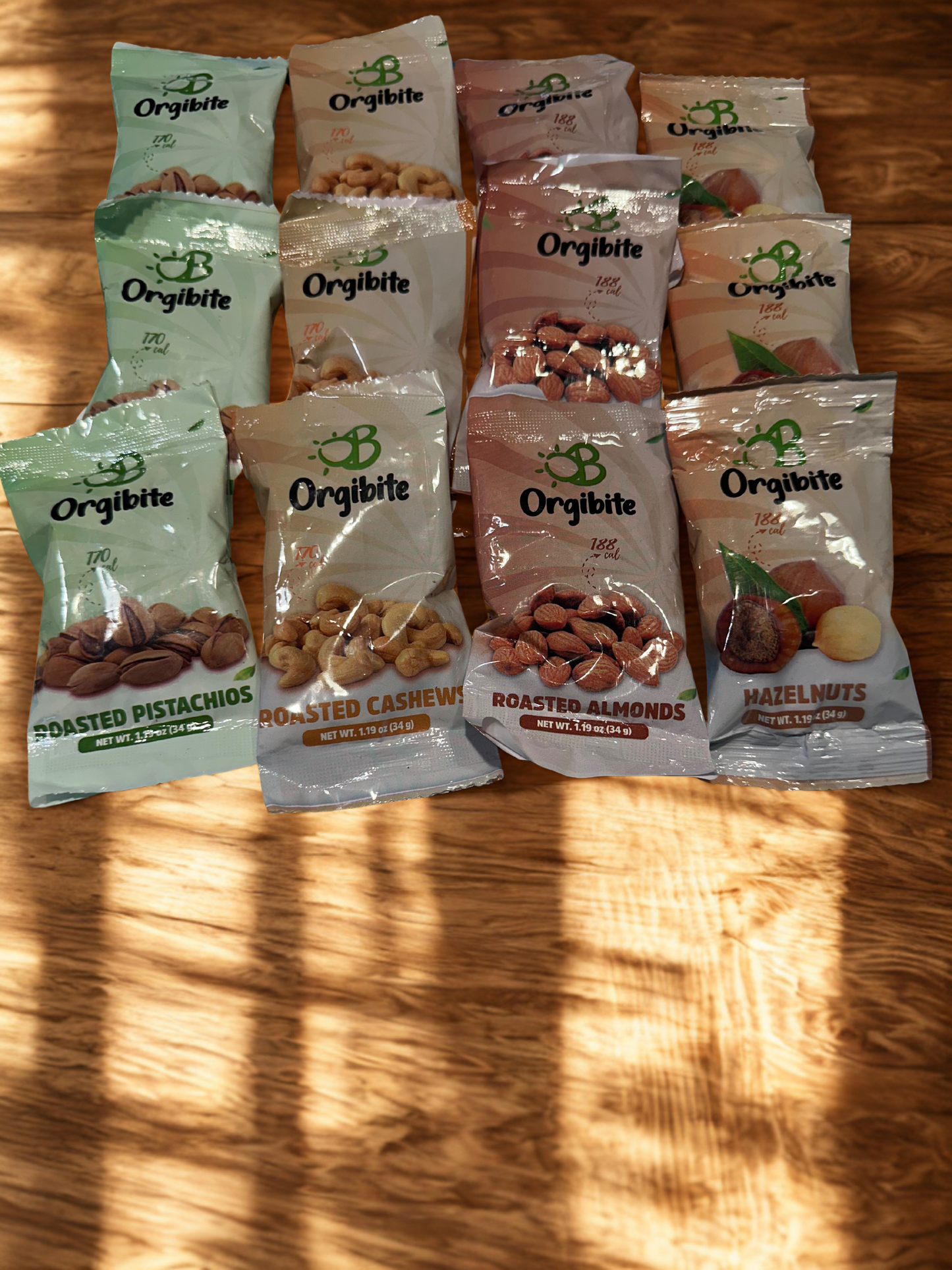 Orgibite Nutsy Selection 12-Pack Mixed Nuts - Almonds (3) Cashews (3) Pistachios (3) Hazelnuts (3)