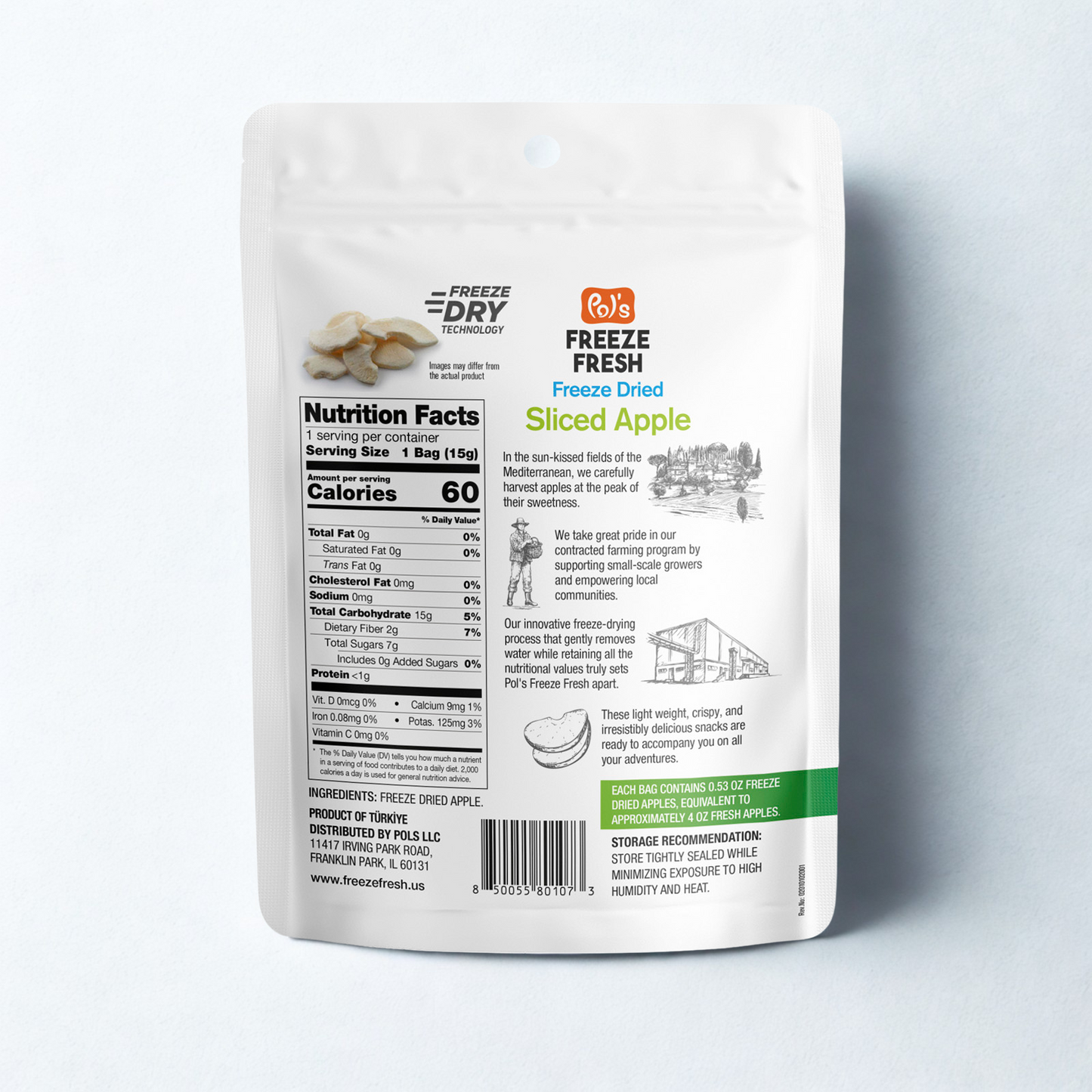 Pols Freeze Fresh Freeze Dried Sliced Apple Box (15)