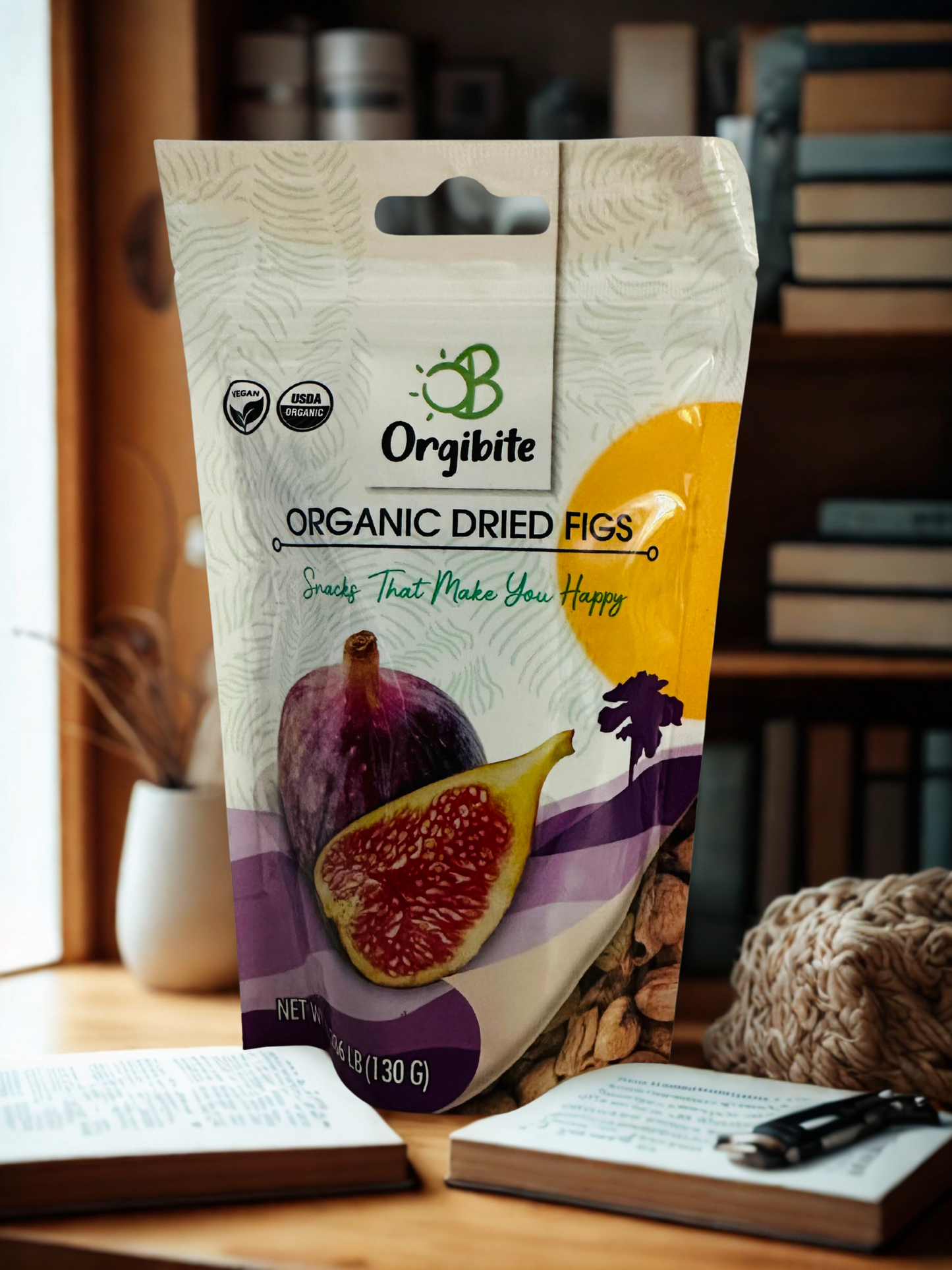 Orgibite Mixed Dried Fruit and Nuts Bundle - Organic Dried Figs (2) Dried Yellow Apricots (2) Roasted Almonds (3) Roasted Cashews (3)