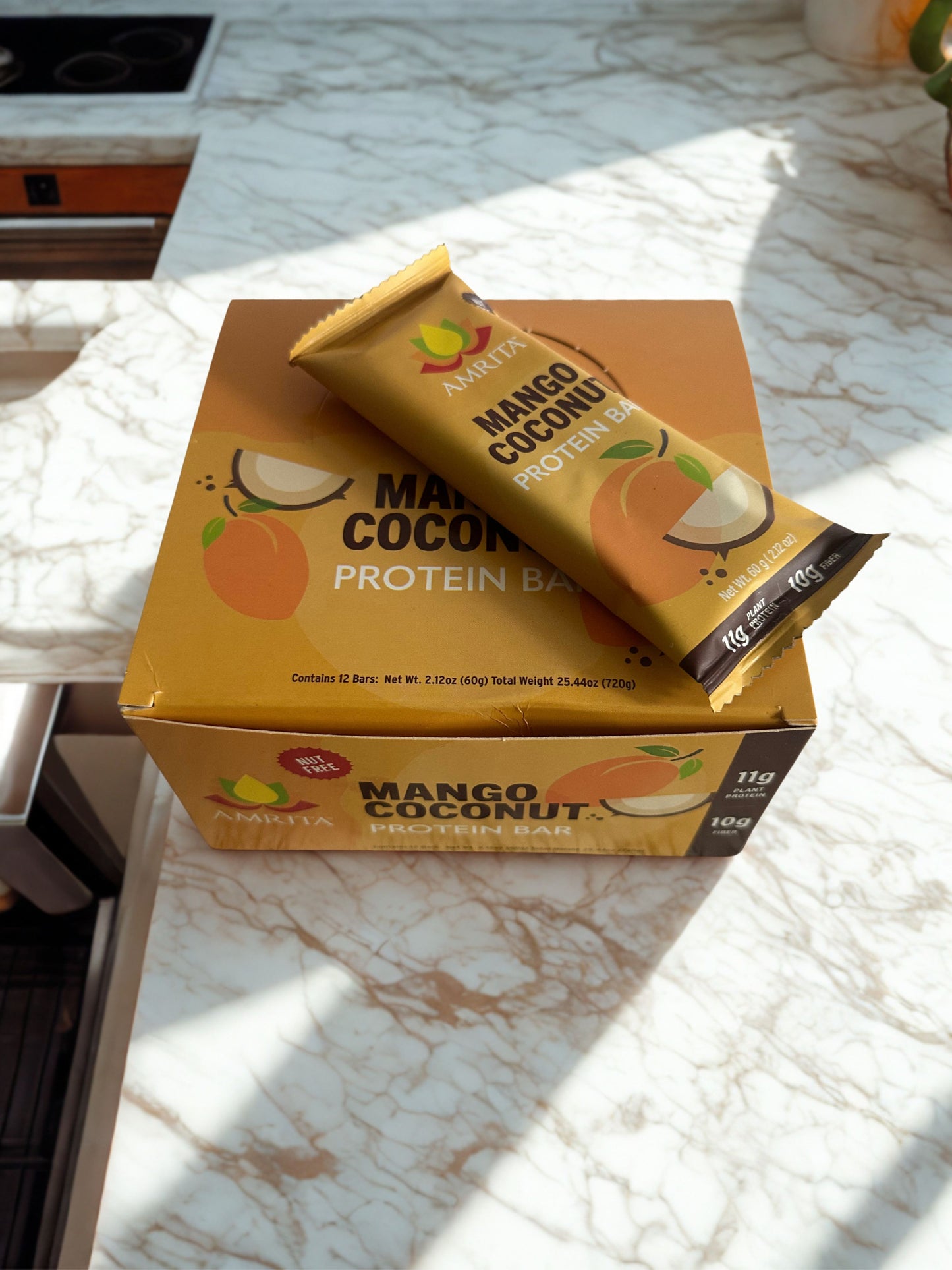Amrita Mango Coconut Protein Bars – 12-Pack