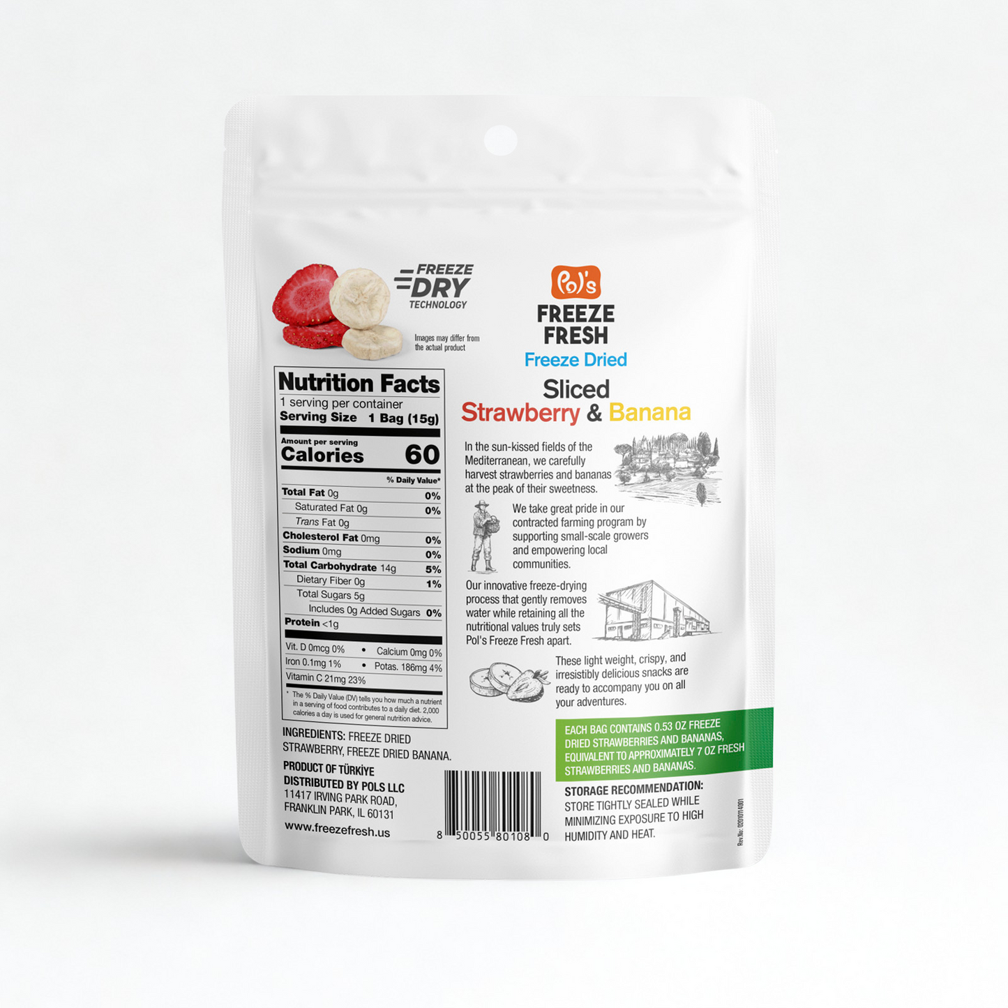 Pols Freeze Fresh Freeze Dried Sliced Strawberry and Banana Mix Box (15)