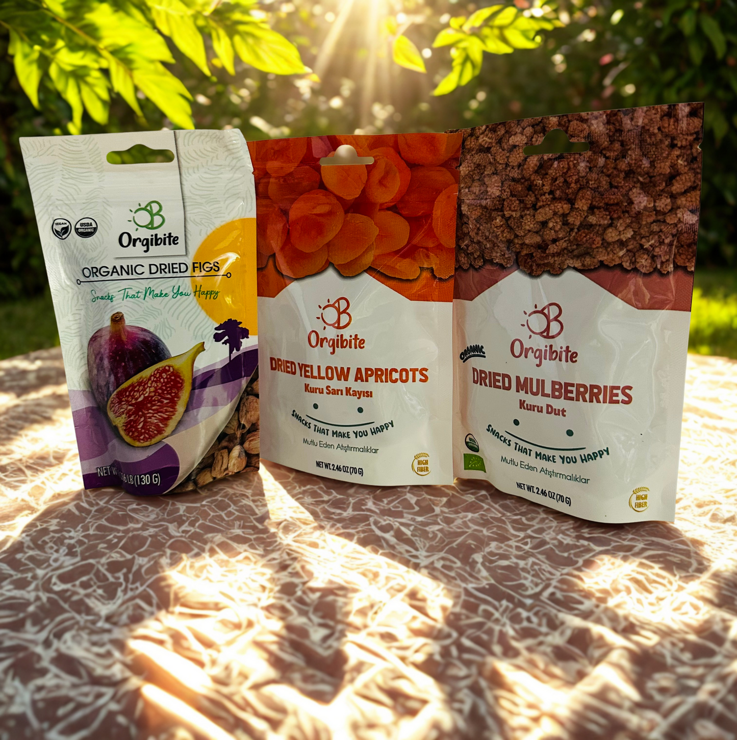 Dried Fruits Bundle - Organic Dried Figs (2) Organic Dried Mulberries(2)  Dried Yellow Apricots (2)
