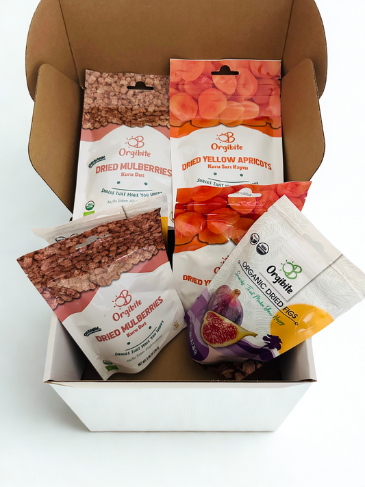 Dried Fruits Bundle - Organic Dried Figs (2) Organic Dried Mulberries(2)  Dried Yellow Apricots (2)