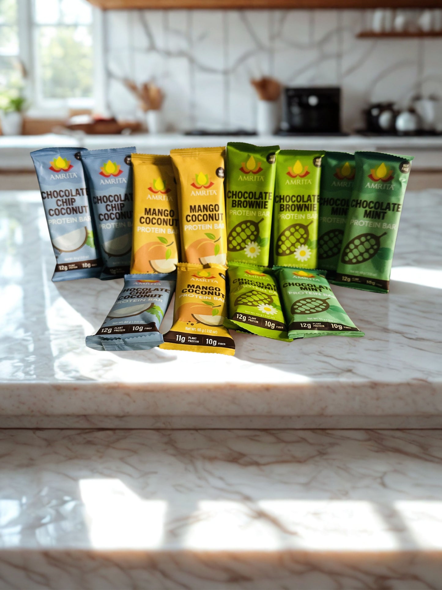 Protein Bundle - Amrita Protein Bars (3) Mango Coconut, (3) Chocolate Brownie, (3) Chocolate Mint, (3) Chocolate Chip Coconut