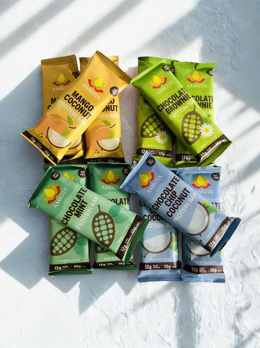 Protein Bundle - Amrita Protein Bars (3) Mango Coconut, (3) Chocolate Brownie, (3) Chocolate Mint, (3) Chocolate Chip Coconut