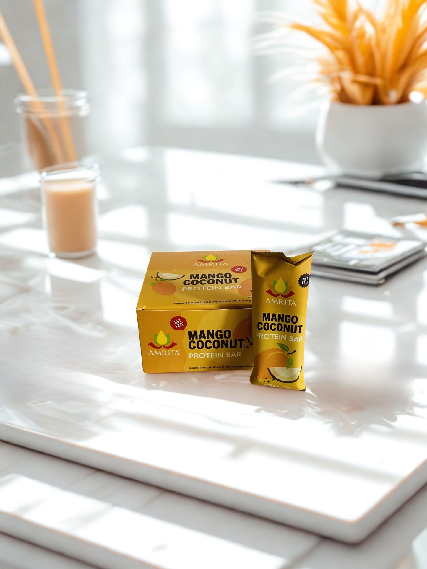 Amrita Mango Coconut Protein Bars – 12-Pack