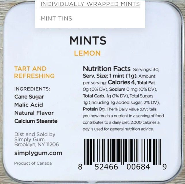 Simply Mint Lemon Bundle – 24 Tins of Naturally Refreshing Mints